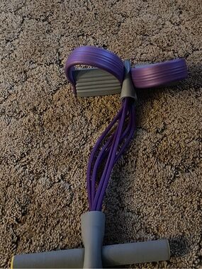 Purple Resistance Tube Exercise Band with Foam Handles